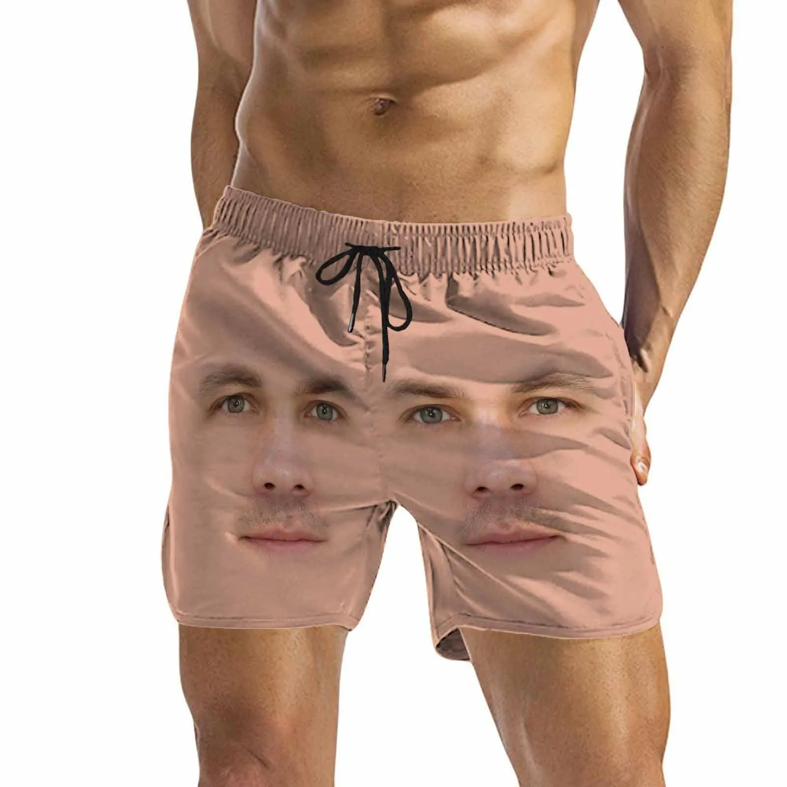 Custom Made Swim Trunks with Personalized Face Complexion Girlfriend Men's Quick Dry Swim Shorts