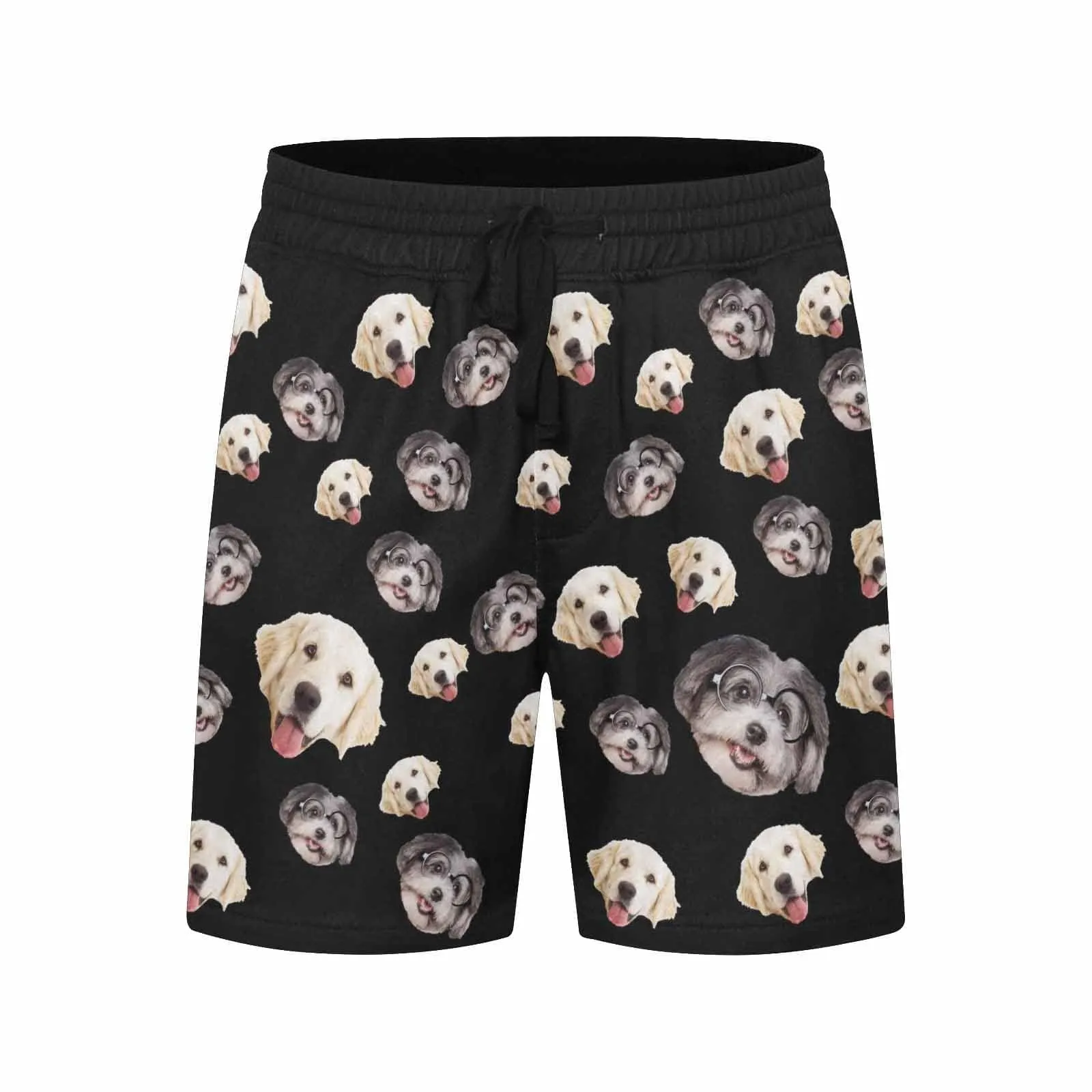 Custom Swimming Trunks Personalized Two Pet Faces Men's Quick Dry Swim Shorts for Summer