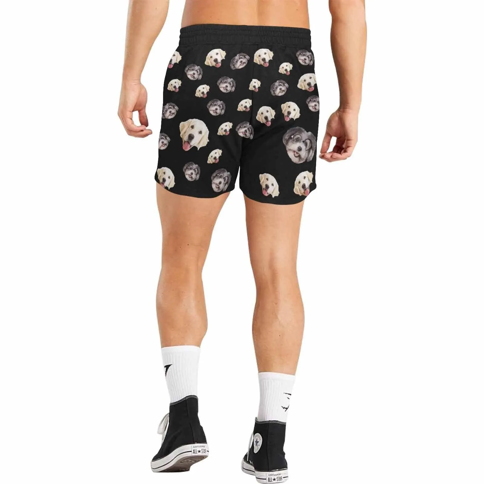 Custom Swimming Trunks Personalized Two Pet Faces Men's Quick Dry Swim Shorts for Summer