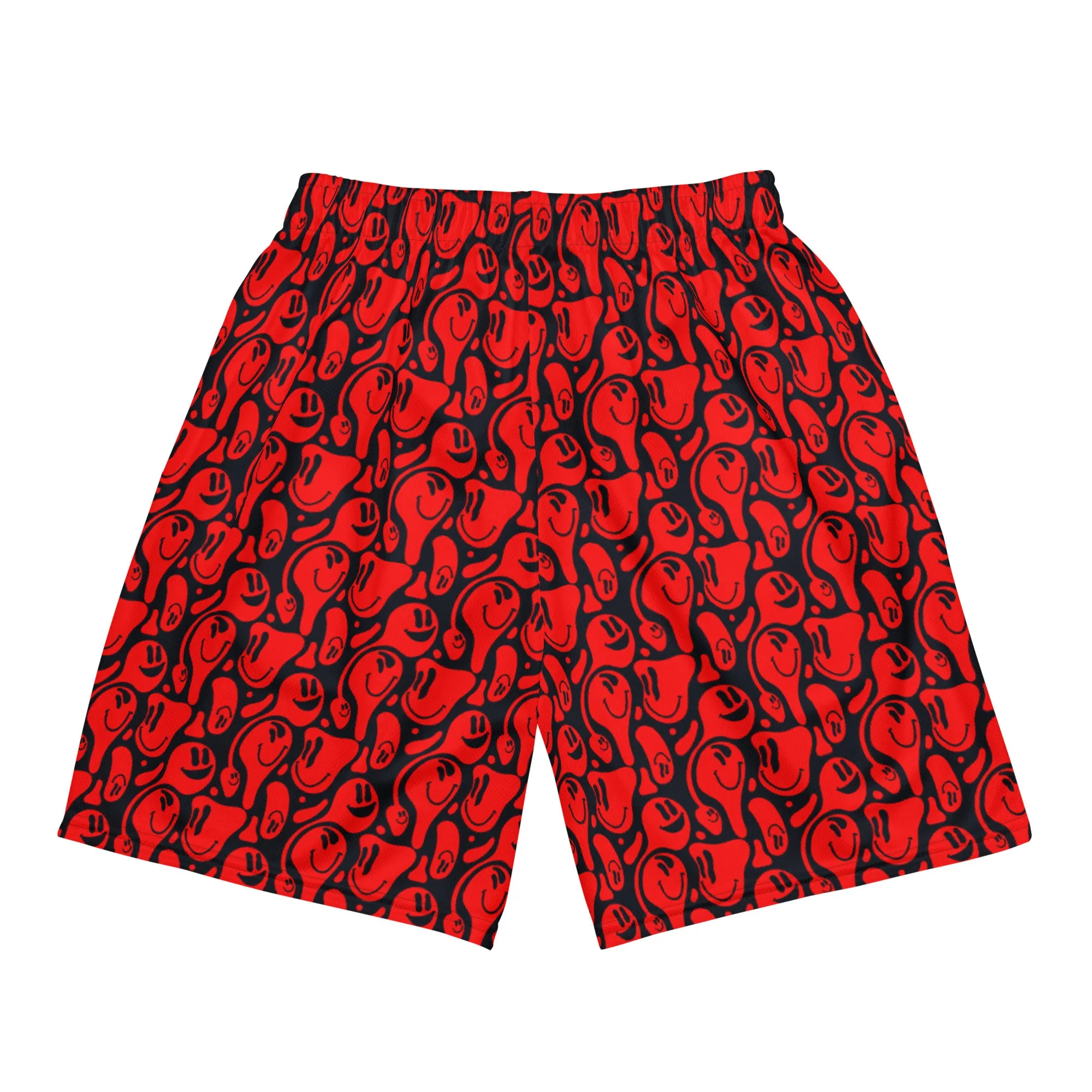 Distorted Smile Red Unisex mesh shorts