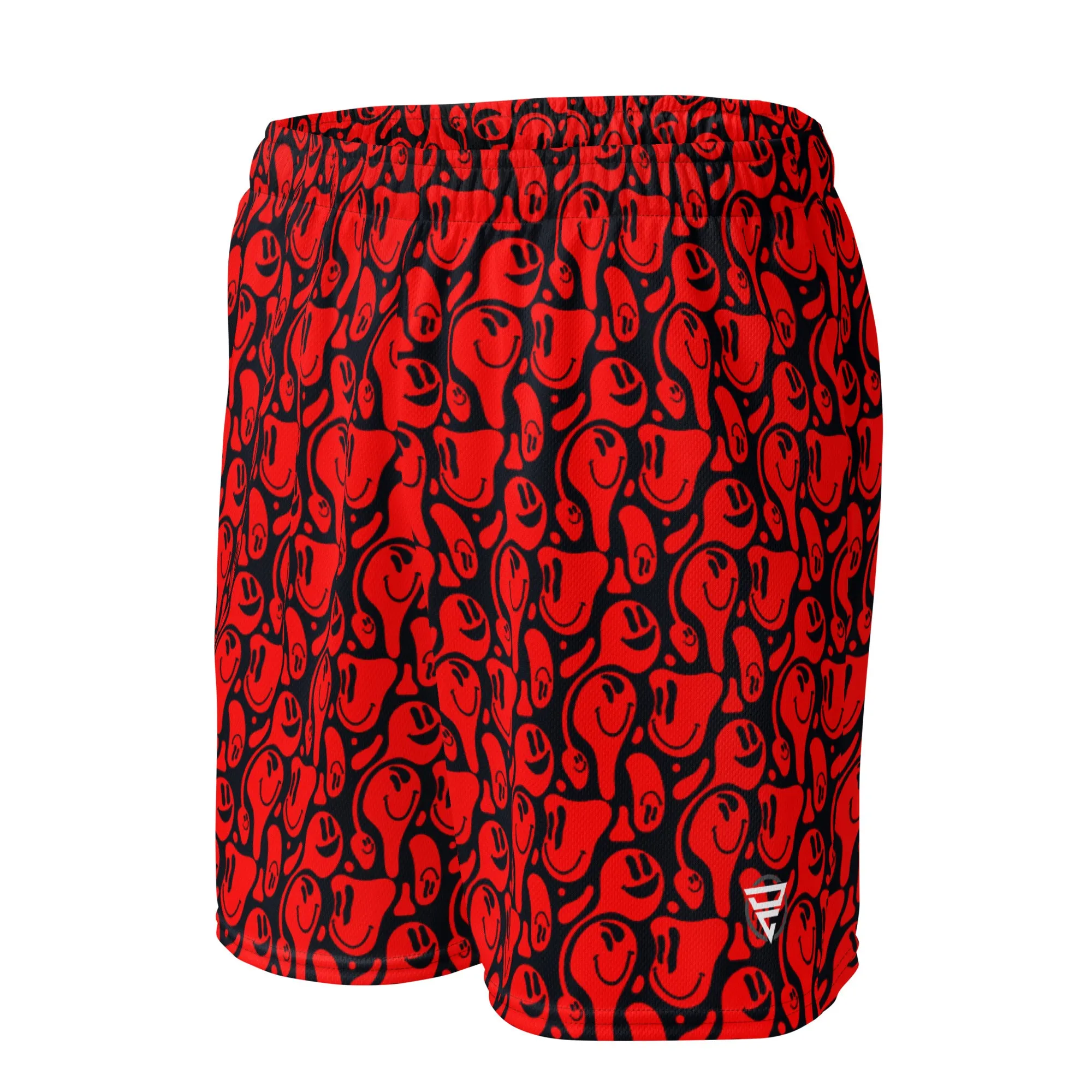 Distorted Smile Red Unisex mesh shorts