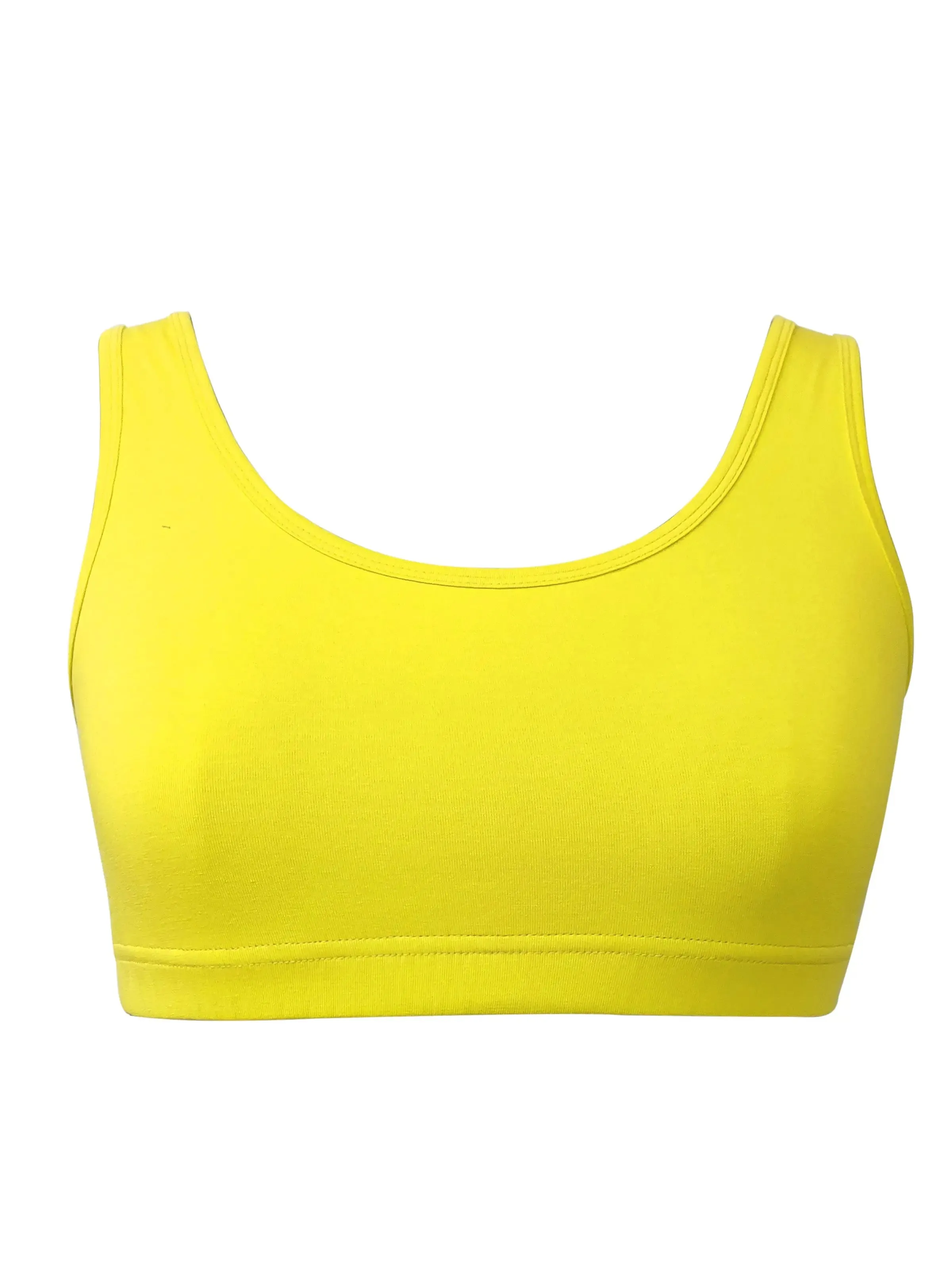 DOUBLE-LAYER BROAD STRAP COTTON SPORTS BRA | NON-PADDED BEGINNER BRA | MULTICOLOUR