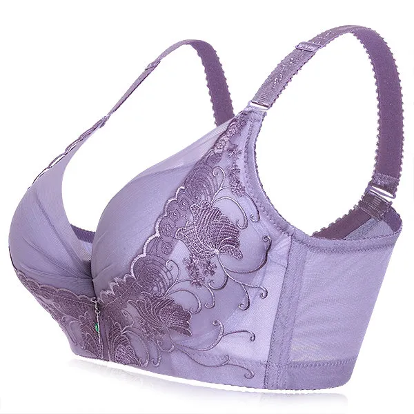 Embroidery Adjustable Gather Push Up Soft Breathable Bras