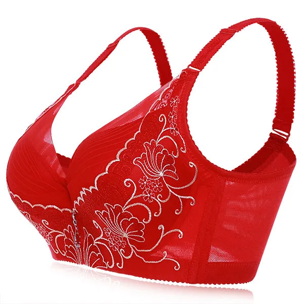 Embroidery Adjustable Gather Push Up Soft Breathable Bras