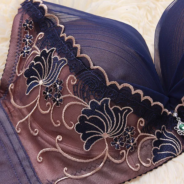 Embroidery Adjustable Gather Push Up Soft Breathable Bras