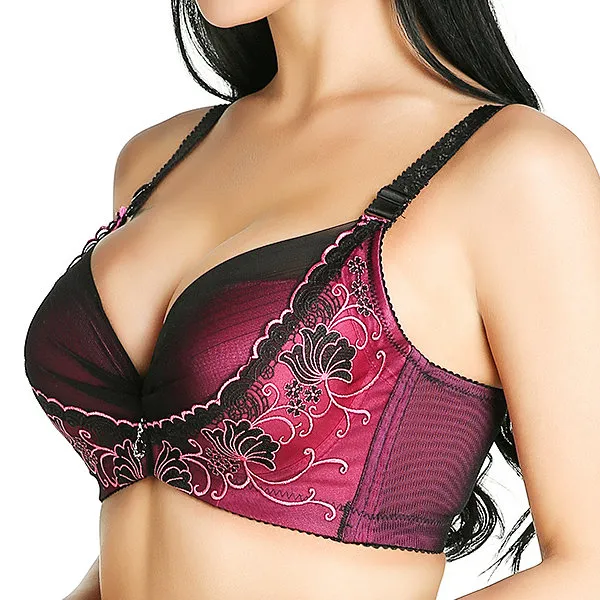 Embroidery Adjustable Gather Push Up Soft Breathable Bras
