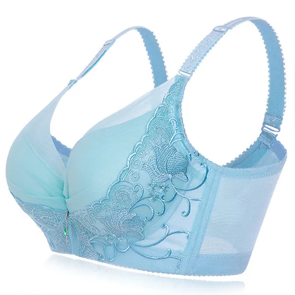 Embroidery Adjustable Gather Push Up Soft Breathable Bras