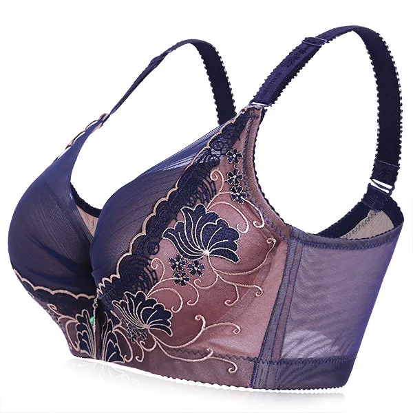 Embroidery Adjustable Gather Push Up Soft Breathable Bras