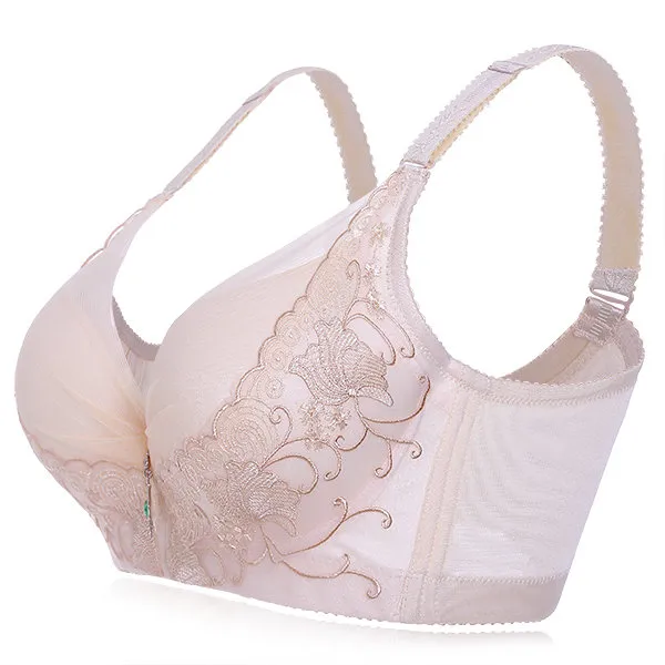 Embroidery Adjustable Gather Push Up Soft Breathable Bras
