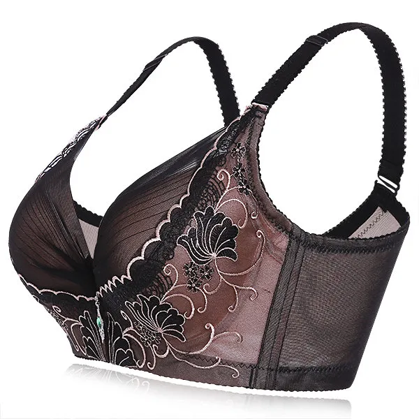 Embroidery Adjustable Gather Push Up Soft Breathable Bras