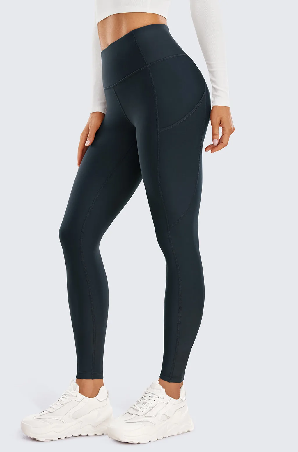 Fleece Lined Leggings with Pockets 28''