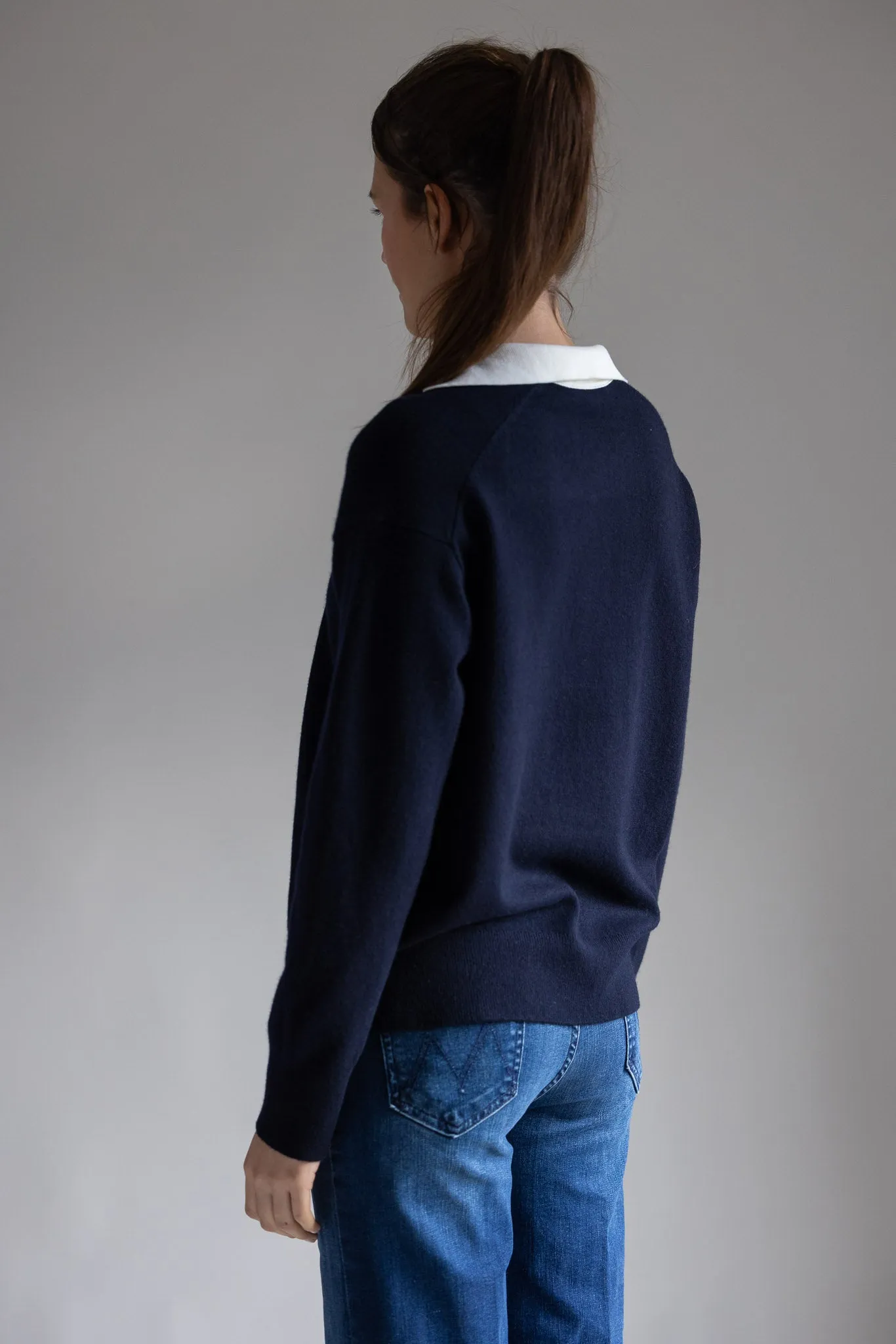 Genser - Contrast Collar Polo Coastal/Off-White
