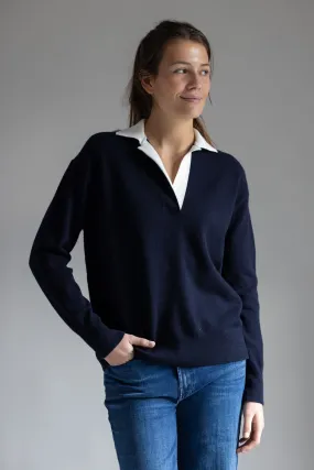 Genser - Contrast Collar Polo Coastal/Off-White