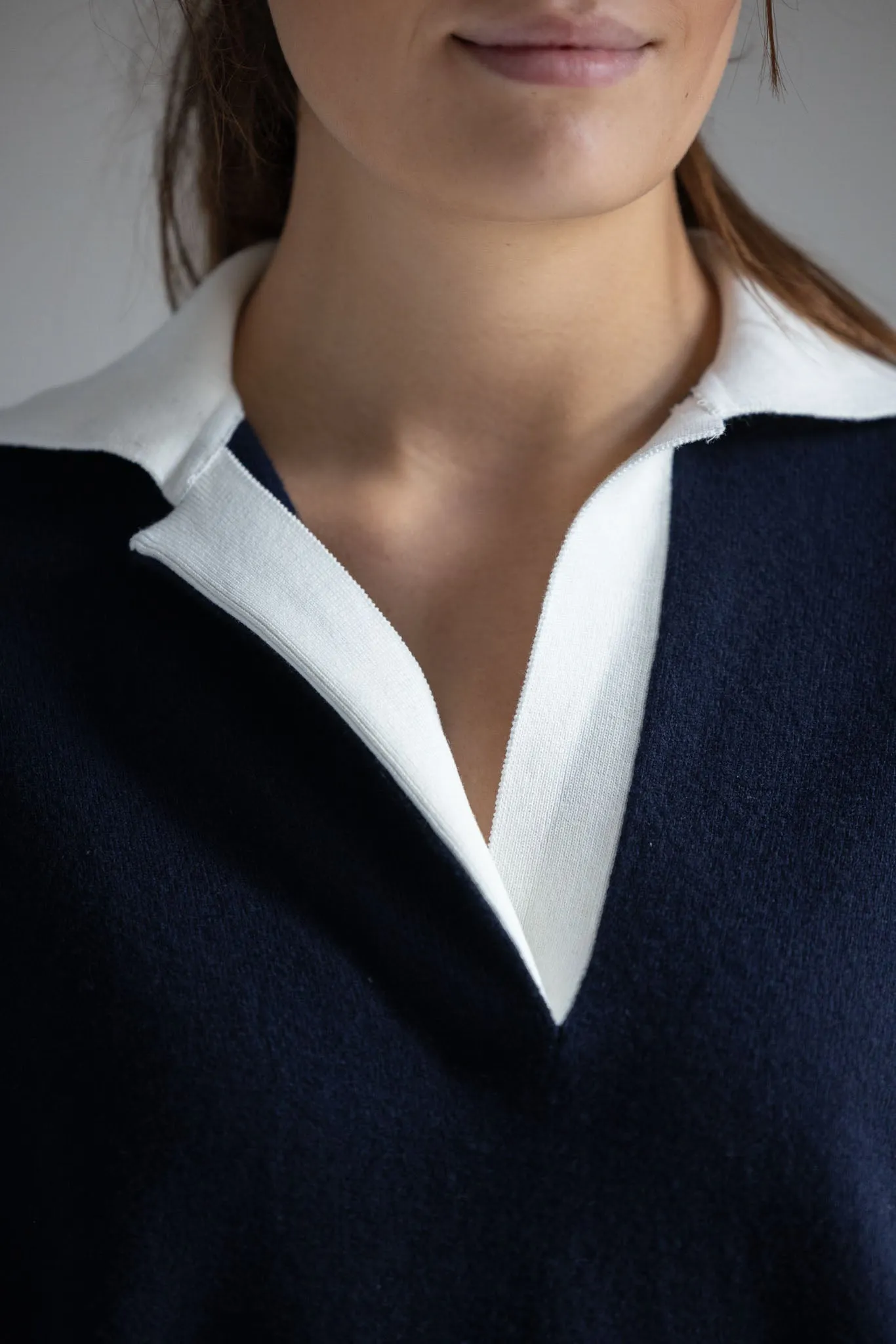 Genser - Contrast Collar Polo Coastal/Off-White