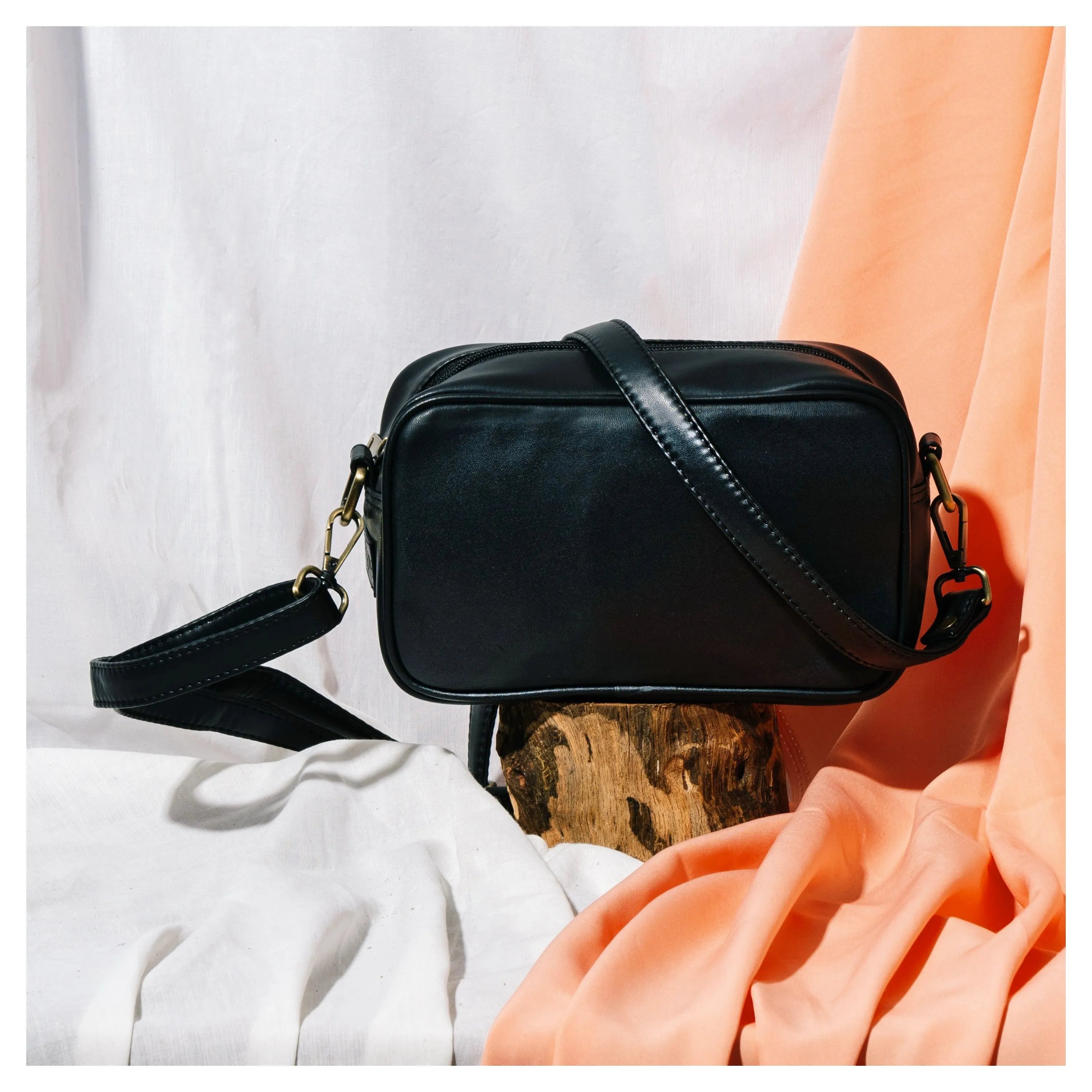 Halo- Embroidered Black Sling Bag