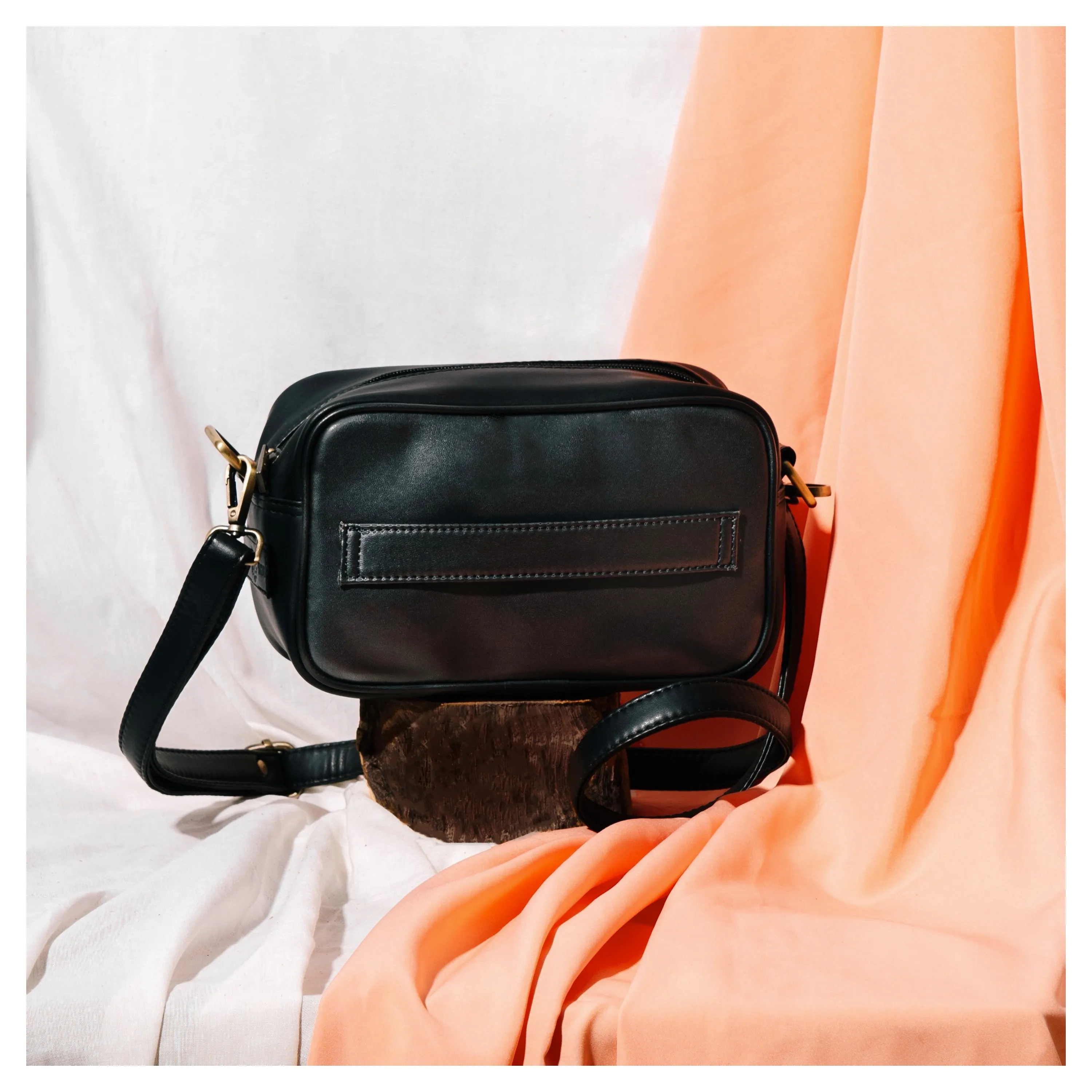 Halo- Embroidered Black Sling Bag