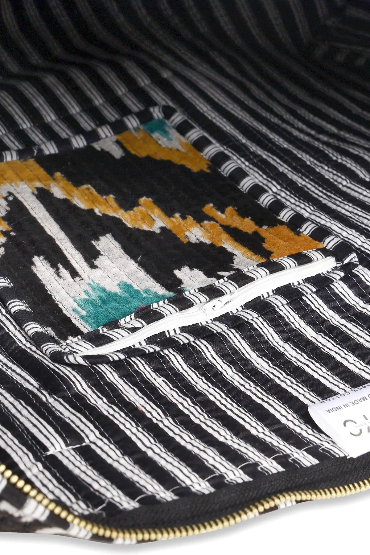 Ikat Velvet Weekender Bag In Black