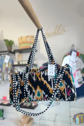 Ikat Velvet Weekender Bag In Black