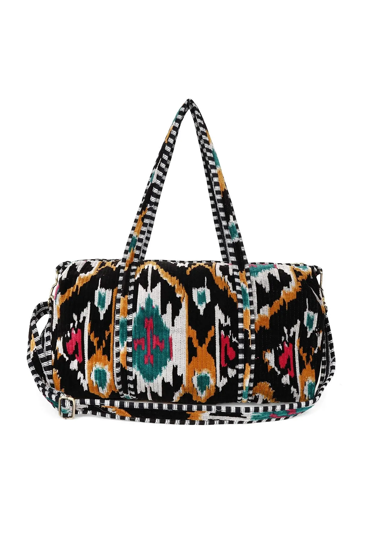 Ikat Velvet Weekender Bag In Black