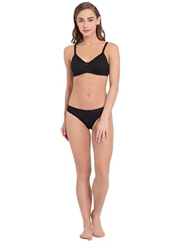 Jockey 1722 Women's Wirefree Non Padded Super Combed Cotton Elastane Stretch Medium Coverage Everyday Bra with Concealed Shaper Panel and Adjustable Straps_Black_34B