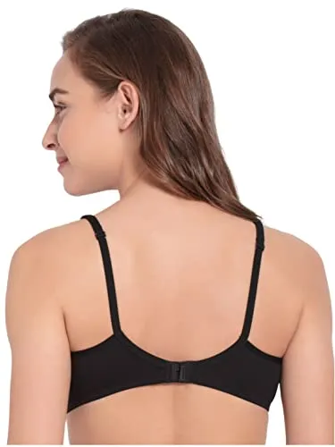 Jockey 1722 Women's Wirefree Non Padded Super Combed Cotton Elastane Stretch Medium Coverage Everyday Bra with Concealed Shaper Panel and Adjustable Straps_Black_34B