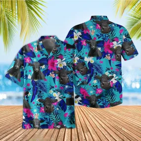 Joy Corners Black Angus Cool Flower Color 3D Hawaiian Shirt