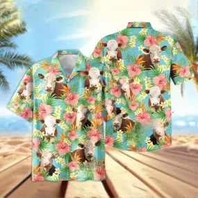 Joy Corners Hereford Tropical Plants Leaves 3D Hawaiian Shirt