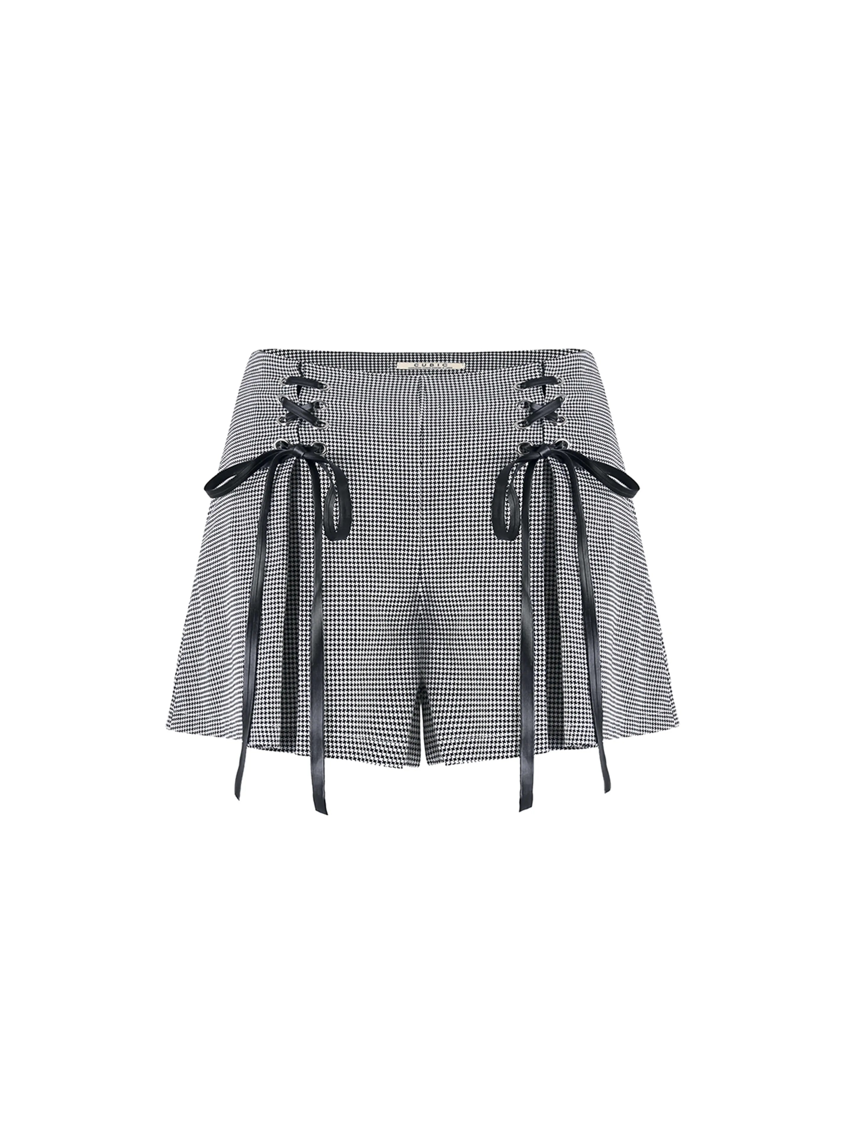 Lace Up Checkered Short Shorts