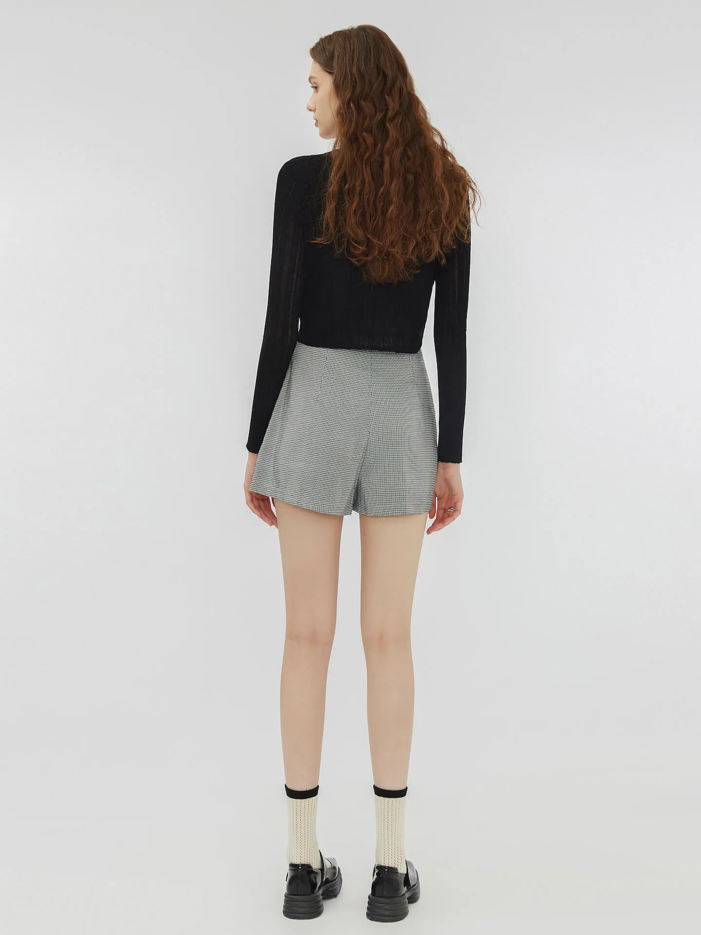 Lace Up Checkered Short Shorts