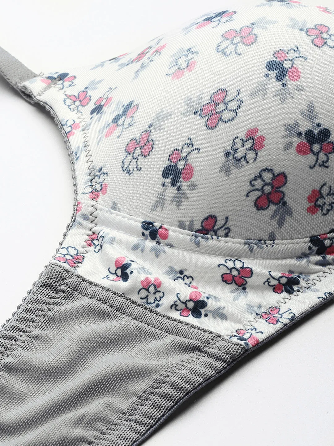 Leading Lady Women's Printed Lightly Padded Non Wired T-Shirt Bra | Full Coverage Everyday Bra [ BRA-4095-1 ]