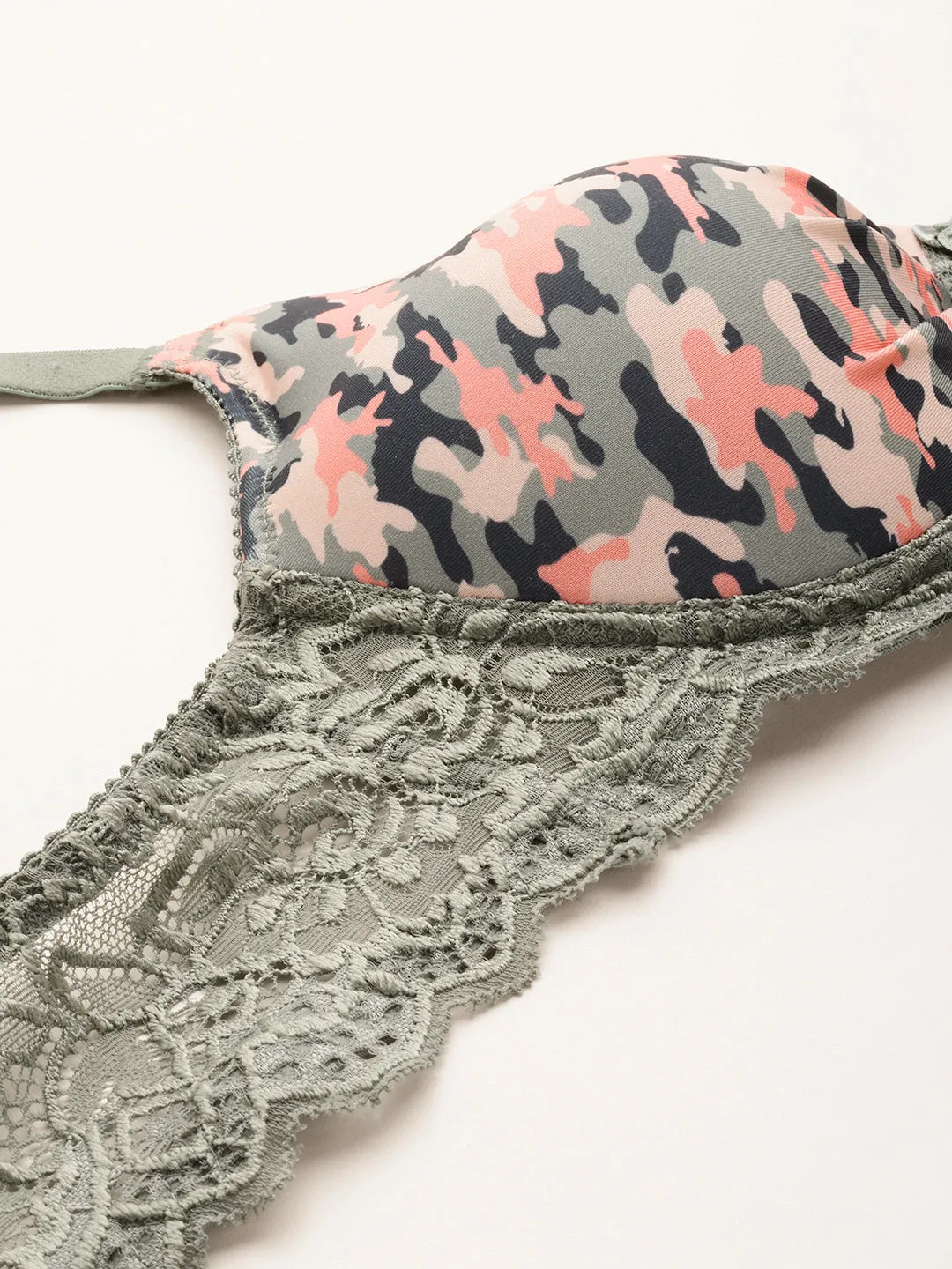 Leading Lady Women's Printed Lightly Padded Women T-Shirt Bra Green BRA-4067-1