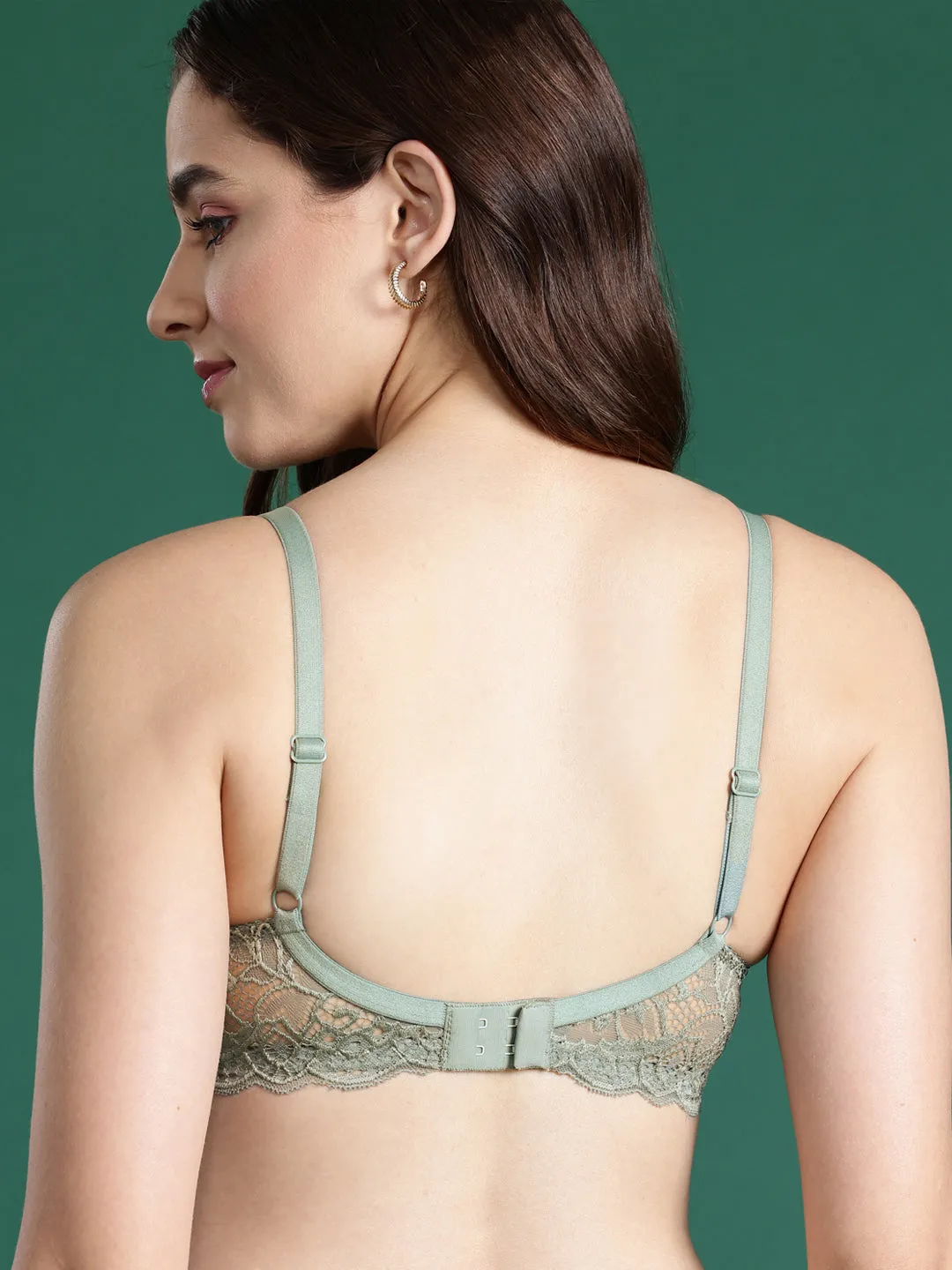 Leading Lady Women's Printed Lightly Padded Women T-Shirt Bra Green BRA-4067-1
