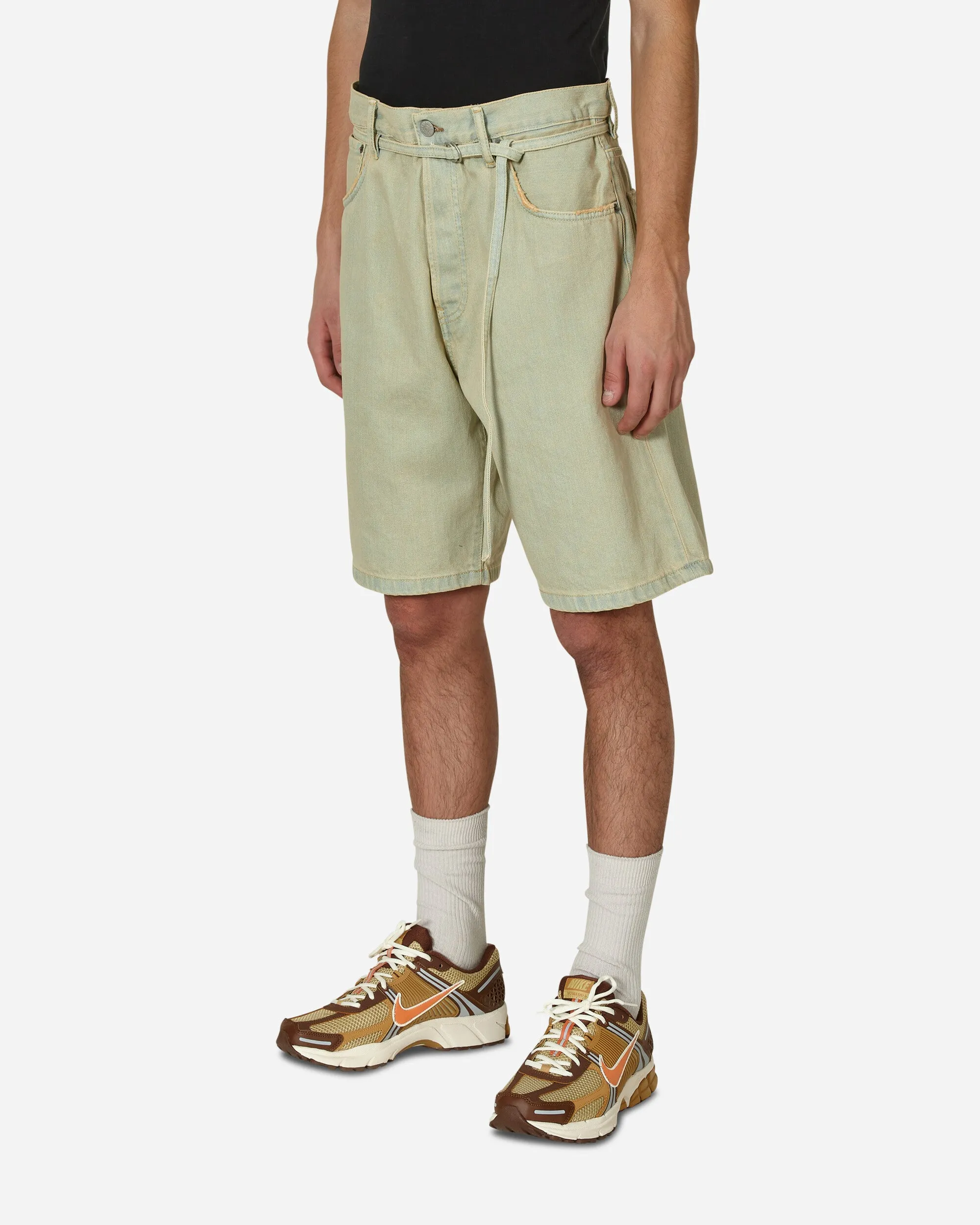 Loose Fit Denim Shorts Yellow