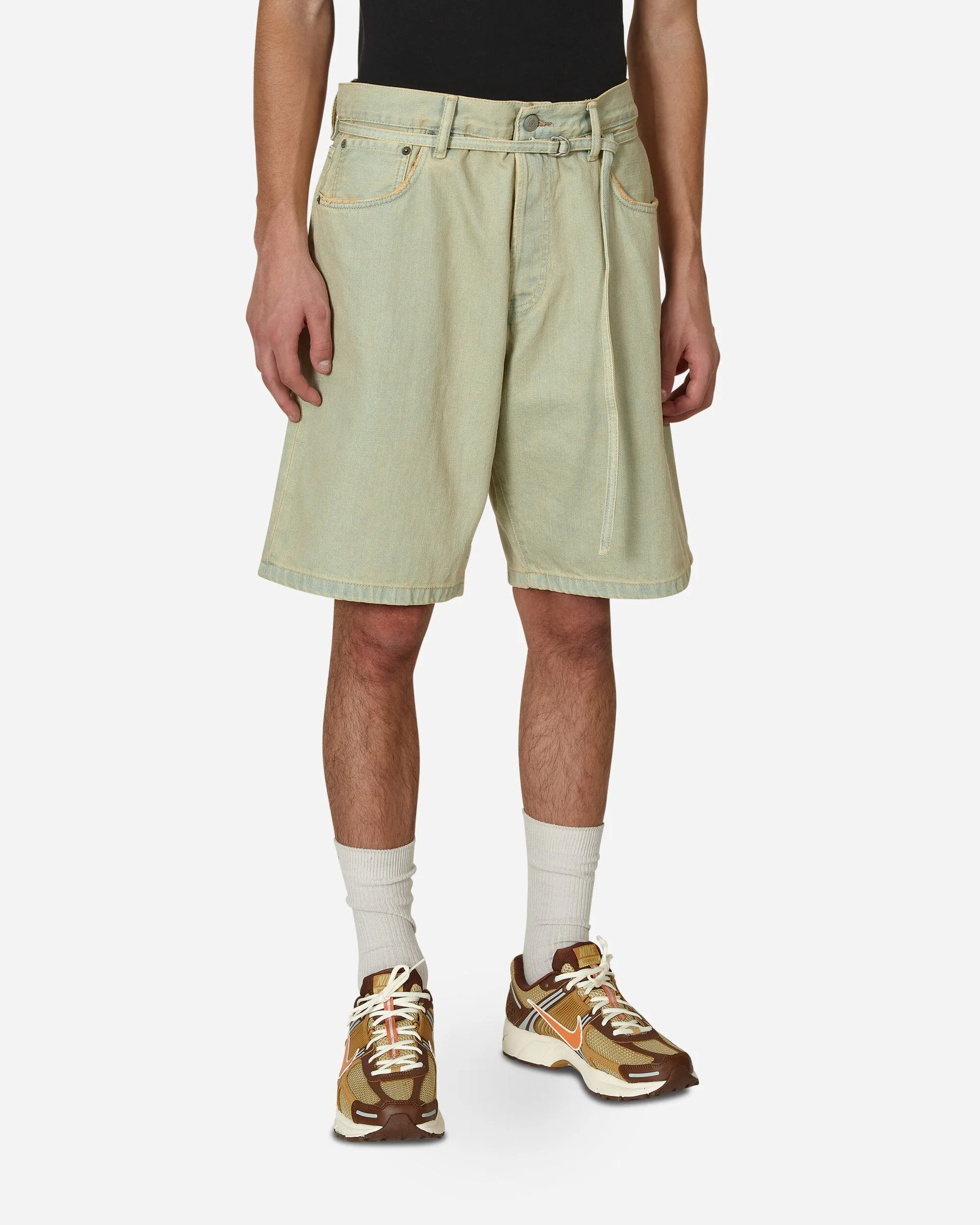 Loose Fit Denim Shorts Yellow