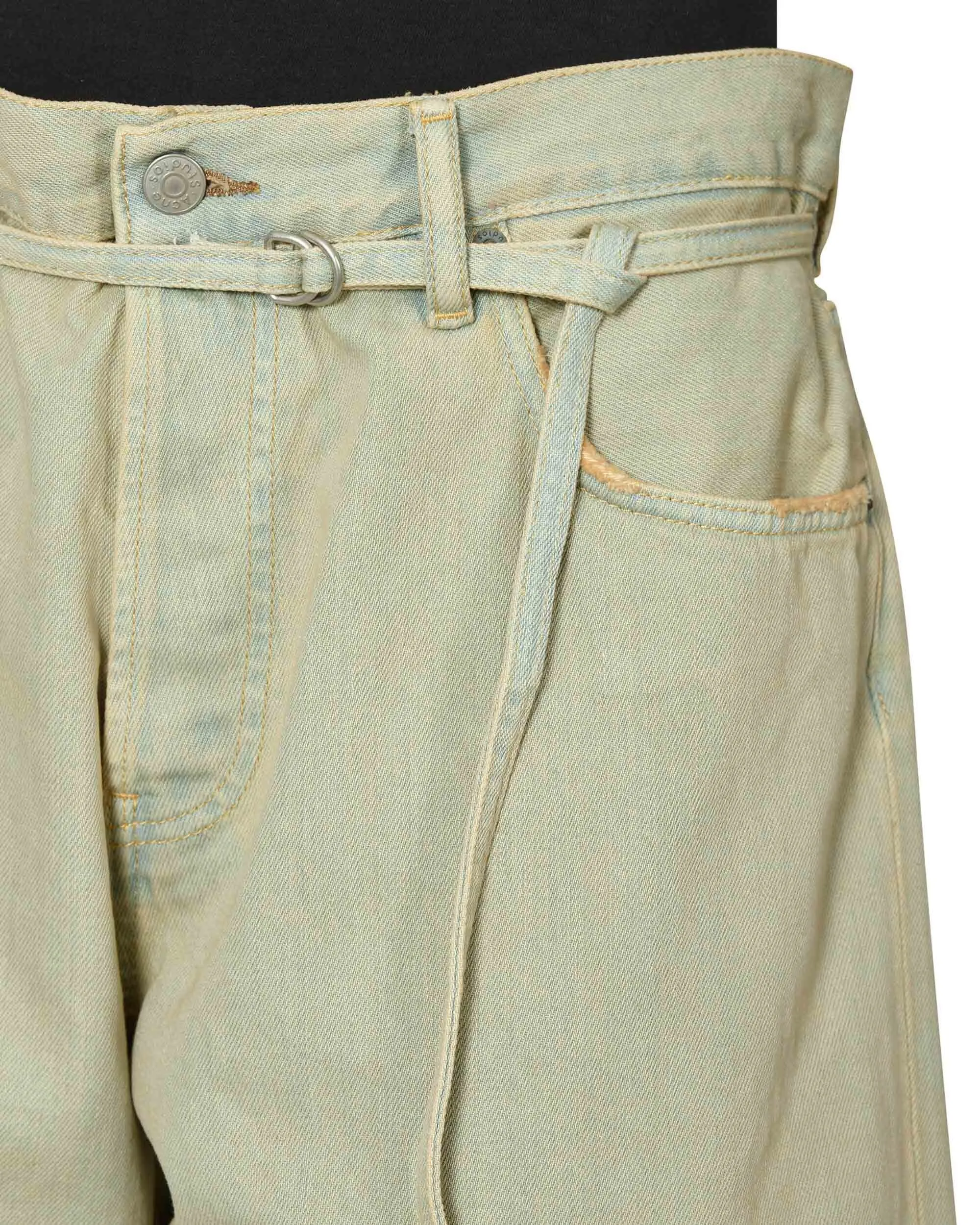 Loose Fit Denim Shorts Yellow