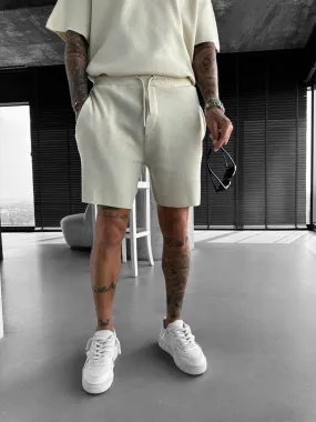 Loose Fit Knit Shorts - Cremé