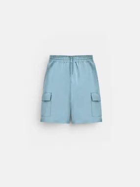 Loose Fit Pocket Shorts - Ice Blue