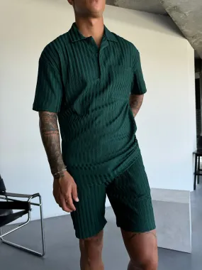 Loose Fit Structured Shorts - Rain Forest