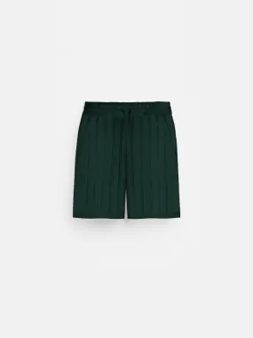 Loose Fit Wide Ribbed Shorts - Emerald Green