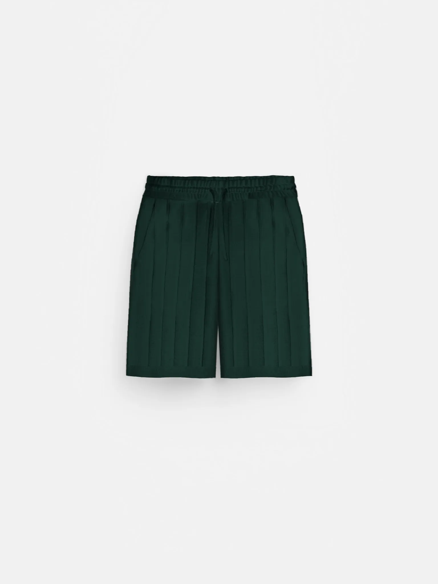 Loose Fit Wide Ribbed Shorts - Emerald Green