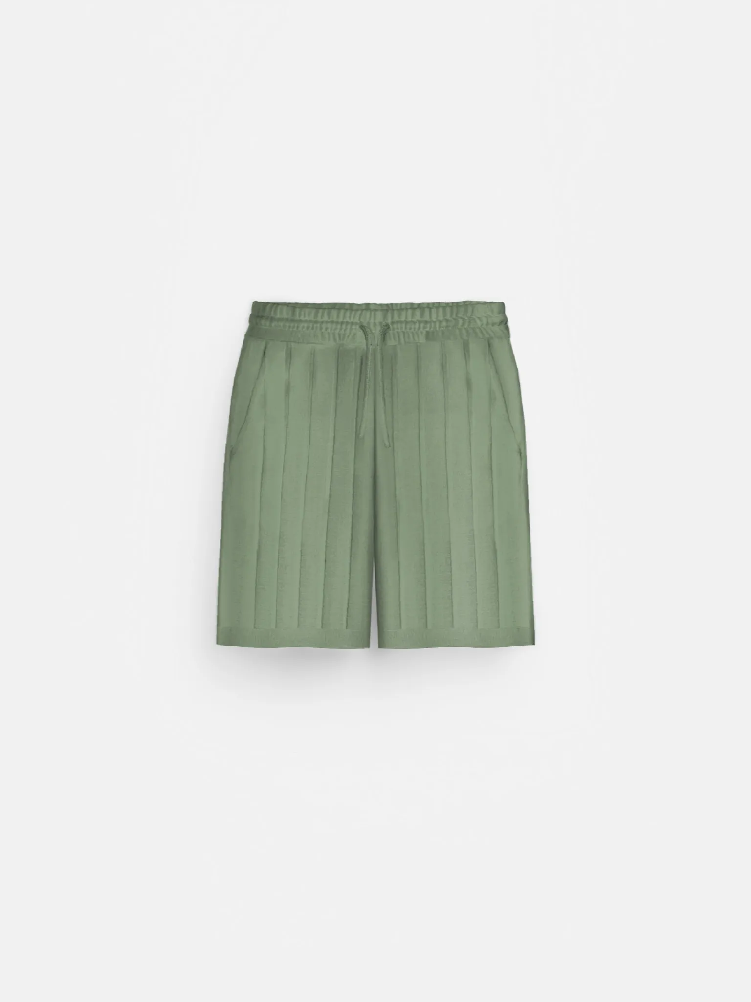 Loose Fit Wide Ribbed Shorts - Moss