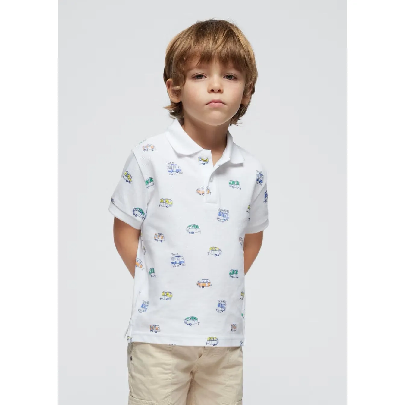 Mayoral Boys Printed Polo Shirt 3107 Caravan