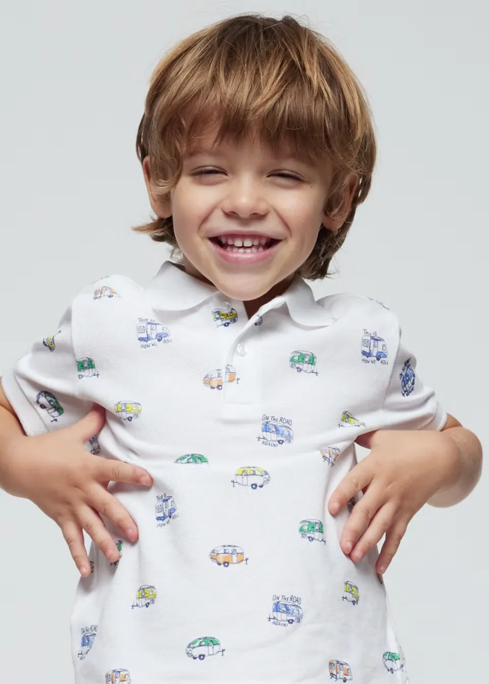 Mayoral Boys Printed Polo Shirt 3107 Caravan