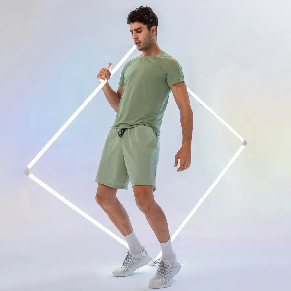 Men Skiny Fabric Quick Dry Fitness Shorts