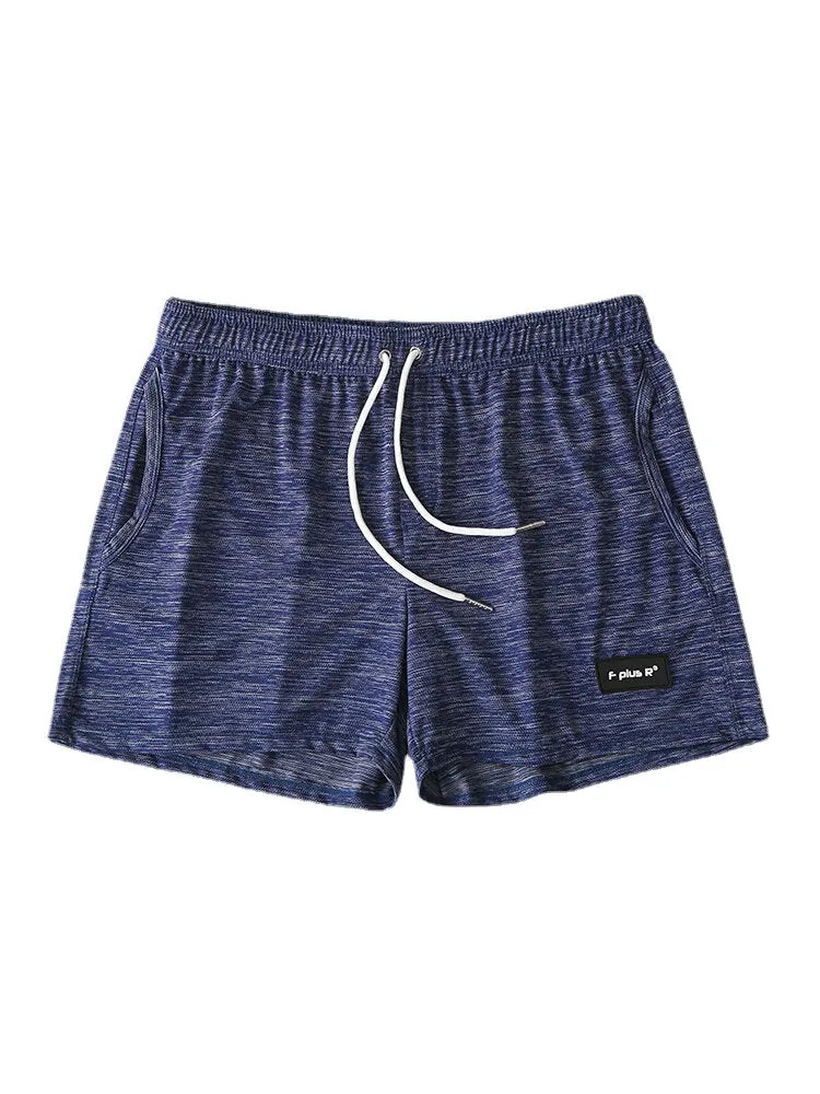 Men Sport Solid Color Quick Dry Pocket Drawstring Shorts