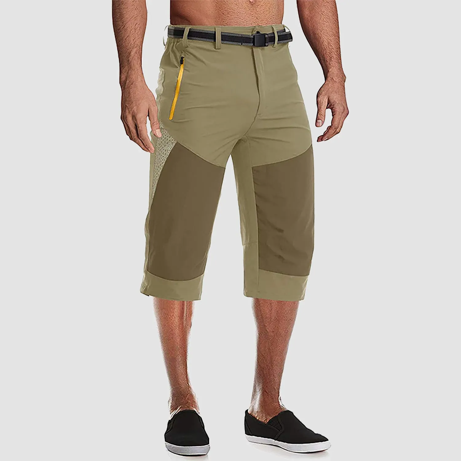 Men's Summer Thin Quick Dry Below Knee Zip Pocket Cargo Shorts for Hiking Fishing Mountaineering