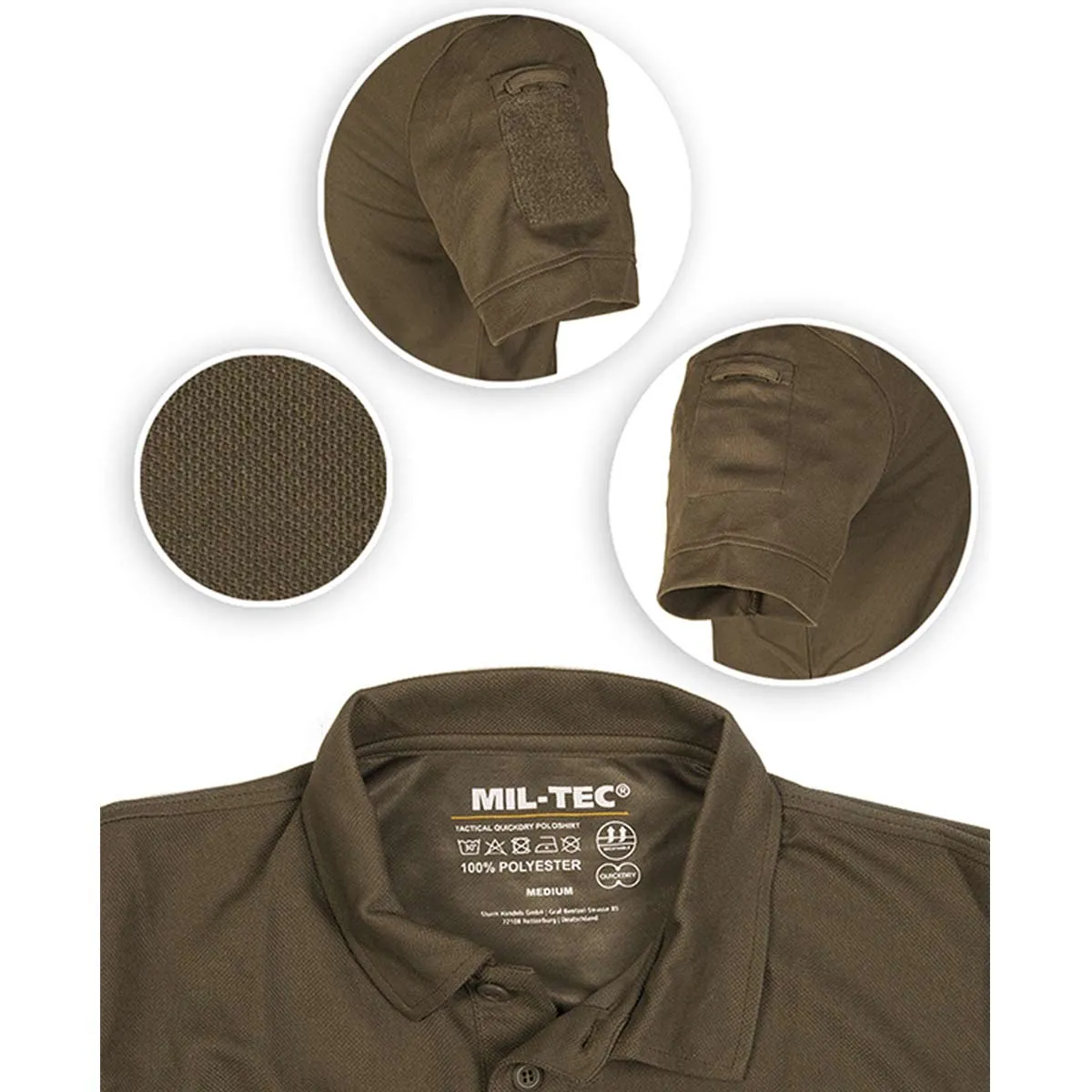 Mil-Tec Tactical Quick Dry Short Sleeve Polo Shirt Olive Drab