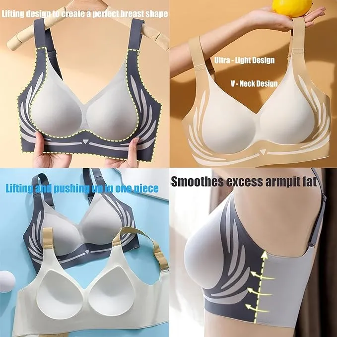 NEW Retails $45 TAIMEI WHITE/CREAM Super Gather Bra Wireless Push-Up Bra Comfortable Gather Bra Lift Bra Women Lingerie Everyday Sports Bras Sz 2XL