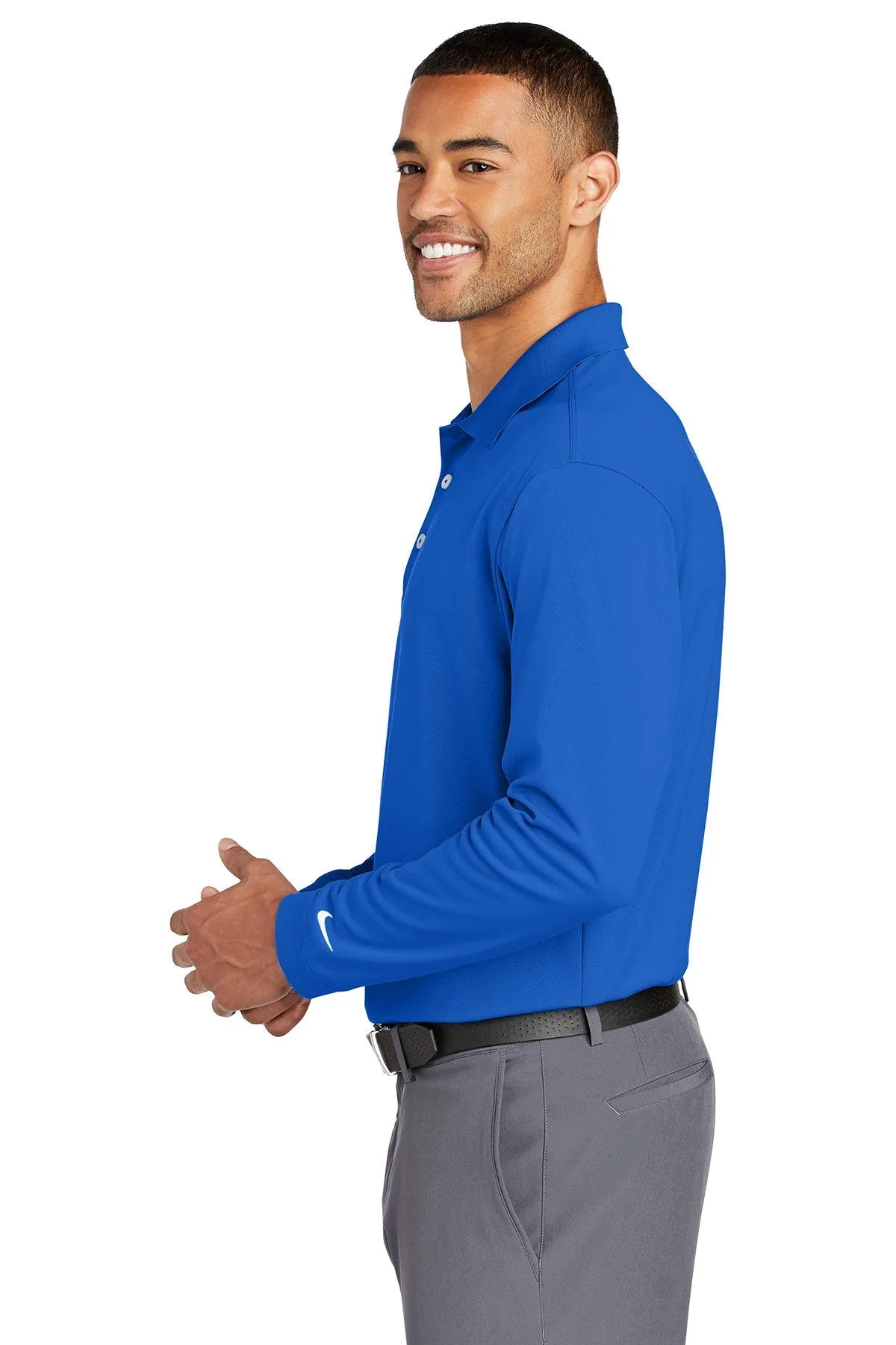 Nike Long Sleeve DriFIT Stretch Tech Custom Polos, Blue Sapphire