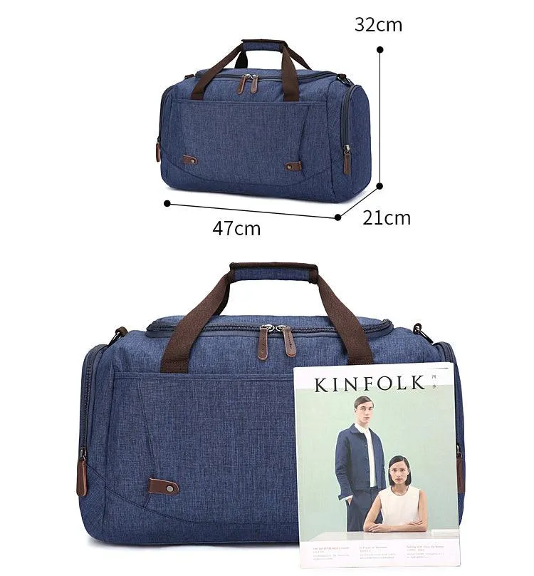 Oxford Multi Pocket Water Resistant Large Capacity Luggage Brown Bags
